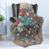 Ambesonne Christmas Throw Blanket, Traditional Xmas Pinecone and Leaves Ornate on Plaid Background Print, Flannel Fleece Accent Piece Soft Couch Cover for Adults, 50″ x 60″, Cocoa Brown Sage Green(Dark Turquoise Ruby Sepia)