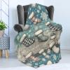 Ambesonne Christmas Throw Blanket, Traditional Xmas Pinecone and Leaves Ornate on Plaid Background Print, Flannel Fleece Accent Piece Soft Couch Cover for Adults, 50″ x 60″, Cocoa Brown Sage Green(Blue Dark Grey Off White)