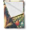 Ambesonne Christmas Throw Blanket, Traditional Xmas Pinecone and Leaves Ornate on Plaid Background Print, Flannel Fleece Accent Piece Soft Couch Cover for Adults, 50″ x 60″, Cocoa Brown Sage Green(Apricot Amber and Green)