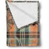 Ambesonne Christmas Throw Blanket, Traditional Xmas Pinecone and Leaves Ornate on Plaid Background Print, Flannel Fleece Accent Piece Soft Couch Cover for Adults, 50″ x 60″, Cocoa Brown Sage Green(Apricot Pale Green Grey)