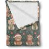 Ambesonne Christmas Throw Blanket, Traditional Xmas Pinecone and Leaves Ornate on Plaid Background Print, Flannel Fleece Accent Piece Soft Couch Cover for Adults, 50″ x 60″, Cocoa Brown Sage Green(Green Dimgray Vermilion)