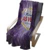 Ambesonne Christmas Throw Blanket, Xmas Eve Starry Night in Snowy Town with Starry Sky Reindeer and Moon, Flannel Fleece Accent Piece Soft Couch Cover for Adults, 70″ x 90″, Cocoa Dark Slate Blue(Multicolor)