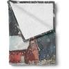 Ambesonne Christmas Throw Blanket, Xmas Eve Starry Night in Snowy Town with Starry Sky Reindeer and Moon, Flannel Fleece Accent Piece Soft Couch Cover for Adults, 70″ x 90″, Cocoa Dark Slate Blue(Beige Pale Grey and Pale Ruby)