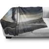 Ambesonne Christmas Throw Blanket, Xmas Eve Starry Night in Snowy Town with Starry Sky Reindeer and Moon, Flannel Fleece Accent Piece Soft Couch Cover for Adults, 70″ x 90″, Cocoa Dark Slate Blue(Grey Grey)