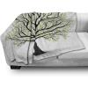Ambesonne Christmas Throw Blanket, Xmas Eve Starry Night in Snowy Town with Starry Sky Reindeer and Moon, Flannel Fleece Accent Piece Soft Couch Cover for Adults, 70″ x 90″, Cocoa Dark Slate Blue(White and Black)