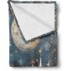 Ambesonne Christmas Throw Blanket, Xmas Eve Starry Night in Snowy Town with Starry Sky Reindeer and Moon, Flannel Fleece Accent Piece Soft Couch Cover for Adults, 70″ x 90″, Cocoa Dark Slate Blue(Cocoa Dark Slate Blue)