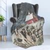 Ambesonne Christmas Throw Blanket, Xmas Eve Starry Night in Snowy Town with Starry Sky Reindeer and Moon, Flannel Fleece Accent Piece Soft Couch Cover for Adults, 70″ x 90″, Cocoa Dark Slate Blue(Beige Pale Grey and Pale Ruby)