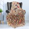 Ambesonne Christmas Throw Blanket, Xmas Eve Starry Night in Snowy Town with Starry Sky Reindeer and Moon, Flannel Fleece Accent Piece Soft Couch Cover for Adults, 70″ x 90″, Cocoa Dark Slate Blue(Cinnamon Fawn Orange)