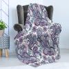 Ambesonne Christmas Throw Blanket, Xmas Eve Starry Night in Snowy Town with Starry Sky Reindeer and Moon, Flannel Fleece Accent Piece Soft Couch Cover for Adults, 70″ x 90″, Cocoa Dark Slate Blue(Purple Blue)