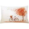 Ambesonne Christmas Throw Pillow Cushion Cover, Featured Xmas Baubles with Ribbon Holiday Wish Artwork Image Illustration, Decorative Square Accent Pillow Case, 20″ X 20″, White and Beige(Orange)