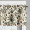 Ambesonne Christmas Valance and Curtain 3 pcs Set, Vintage Merry Xmas with Pine Cones Globes and Pine Leaves Illustration, Window Treatments for Kitchen Room Decor, 55″ x 24″, Brown Green and Blue
