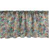 Ambesonne Christmas Window Valance, Tree Branches Spruce Leaves Balls Bells Cones Poinsettia Flowers Mistletoe Berry, Curtain Valance for Kitchen Bedroom Decor with Rod Pocket, 54″ X 18″, Ruby Green(Blue Cream)