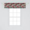 Ambesonne Christmas Window Valance, Tree Branches Spruce Leaves Balls Bells Cones Poinsettia Flowers Mistletoe Berry, Curtain Valance for Kitchen Bedroom Decor with Rod Pocket, 54″ X 18″, Ruby Green(Grey Red Beige)
