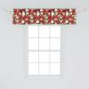 Ambesonne Christmas Window Valance, Tree Branches Spruce Leaves Balls Bells Cones Poinsettia Flowers Mistletoe Berry, Curtain Valance for Kitchen Bedroom Decor with Rod Pocket, 54″ X 18″, Ruby Green(White Red Green)