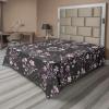 Ambesonne Damask Flat Sheet, Simple Design Neutral Colors Floral Boho Artwork on Darkened Backdrop, Soft Comfortable Top Sheet Decorative Bedding 1 Piece, California King, Charcoal Grey Grey Teal(Mauve Rose Charcoal Grey)