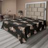 Ambesonne Damask Flat Sheet, Simple Design Neutral Colors Floral Boho Artwork on Darkened Backdrop, Soft Comfortable Top Sheet Decorative Bedding 1 Piece, California King, Charcoal Grey Grey Teal(Cocoa Charcoal Grey and White)
