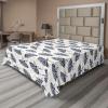 Ambesonne Damask Flat Sheet, Simple Design Neutral Colors Floral Boho Artwork on Darkened Backdrop, Soft Comfortable Top Sheet Decorative Bedding 1 Piece, California King, Charcoal Grey Grey Teal(Dark Sky Blue Off White)