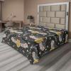 Ambesonne Damask Flat Sheet, Simple Design Neutral Colors Floral Boho Artwork on Darkened Backdrop, Soft Comfortable Top Sheet Decorative Bedding 1 Piece, California King, Charcoal Grey Grey Teal(Mustard Purpleblue)
