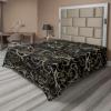 Ambesonne Damask Flat Sheet, Simple Design Neutral Colors Floral Boho Artwork on Darkened Backdrop, Soft Comfortable Top Sheet Decorative Bedding 1 Piece, California King, Charcoal Grey Grey Teal(Dark Blue Grey Amber)