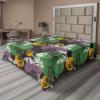 Ambesonne Damask Flat Sheet, Simple Design Neutral Colors Floral Boho Artwork on Darkened Backdrop, Soft Comfortable Top Sheet Decorative Bedding 1 Piece, California King, Charcoal Grey Grey Teal(Orange Pale Lilac)
