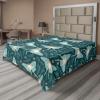 Ambesonne Damask Flat Sheet, Simple Design Neutral Colors Floral Boho Artwork on Darkened Backdrop, Soft Comfortable Top Sheet Decorative Bedding 1 Piece, California King, Charcoal Grey Grey Teal(Almond Green Petrol Blue)