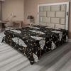 Ambesonne Damask Flat Sheet, Simple Design Neutral Colors Floral Boho Artwork on Darkened Backdrop, Soft Comfortable Top Sheet Decorative Bedding 1 Piece, California King, Charcoal Grey Grey Teal(Mustard Purpleblue White)