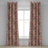 Ambesonne Delicate Roses Grommet Curtain, Retro Themed Garden Scene Flowers Vintage with Neutral Colors, Decorative 2-Panel Window Drapes for Bedroom Living Room, 50″ x 84″, Pale Peach Pale Grey Dust(Warm Taupe Pastel Pink)