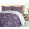 Ambesonne Eggplant Duvet Cover Set, Christmas Inspired Flowers Snowflakes and Swirls in a Violet Delicate Environment, Decorative 3 Piece Bedding Set with 2 Pillow Shams, King Size, Violet