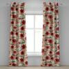 Ambesonne Floral Grommet Curtain, Spring Garden Scene Neutral Colors Delicate Blooming Rose Flowers Print, Decorative 2-Panel Window Drapes for Bedroom Living Room, 50″ x 120″, Slate Brown Cinnamon(Scarlet Laurel Green)