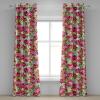 Ambesonne Floral Grommet Curtain, Spring Garden Scene Neutral Colors Delicate Blooming Rose Flowers Print, Decorative 2-Panel Window Drapes for Bedroom Living Room, 50″ x 120″, Slate Brown Cinnamon(Dark Pink Fern Green)