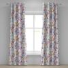 Ambesonne Floral Grommet Curtain, Spring Garden Scene Neutral Colors Delicate Blooming Rose Flowers Print, Decorative 2-Panel Window Drapes for Bedroom Living Room, 50″ x 120″, Slate Brown Cinnamon(Hot Pink Ivory Ecru)