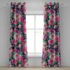 Ambesonne Floral Grommet Curtain, Spring Garden Scene Neutral Colors Delicate Blooming Rose Flowers Print, Decorative 2-Panel Window Drapes for Bedroom Living Room, 50″ x 120″, Slate Brown Cinnamon(Pale Fuchsia Jade Green)