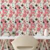 Ambesonne Floral Peel & Stick Wallpaper for Home, Christmas Traditional Flower Poinsettia Arrangement with Pinecones Print, Self-Adhesive Living Room Kitchen Accent, 13″ x 36″, Dark Coral Green Cocoa(Dark Cocoa Beige Coral)