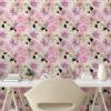 Ambesonne Floral Peel & Stick Wallpaper for Home, Christmas Traditional Flower Poinsettia Arrangement with Pinecones Print, Self-Adhesive Living Room Kitchen Accent, 13″ x 36″, Dark Coral Green Cocoa(Pale Pink and Pale Green)