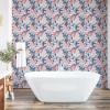 Ambesonne Floral Peel & Stick Wallpaper for Home, Christmas Traditional Flower Poinsettia Arrangement with Pinecones Print, Self-Adhesive Living Room Kitchen Accent, 13″ x 36″, Dark Coral Green Cocoa(Coral Blue Coconut)