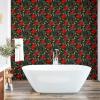 Ambesonne Floral Peel & Stick Wallpaper for Home, Christmas Traditional Flower Poinsettia Arrangement with Pinecones Print, Self-Adhesive Living Room Kitchen Accent, 13″ x 36″, Dark Coral Green Cocoa(Dark Coral Green Cocoa)