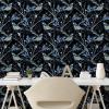 Ambesonne Floral Peel & Stick Wallpaper for Home, Christmas Traditional Flower Poinsettia Arrangement with Pinecones Print, Self-Adhesive Living Room Kitchen Accent, 13″ x 36″, Dark Coral Green Cocoa(Dark Teal Dimgray and Black)