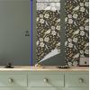 Ambesonne Floral Peel & Stick Wallpaper for Home, Christmas Traditional Flower Poinsettia Arrangement with Pinecones Print, Self-Adhesive Living Room Kitchen Accent, 13″ x 36″, Dark Coral Green Cocoa(Dark Mustard Dark Brown)