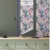 Ambesonne Floral Peel & Stick Wallpaper for Home, Christmas Traditional Flower Poinsettia Arrangement with Pinecones Print, Self-Adhesive Living Room Kitchen Accent, 13″ x 36″, Dark Coral Green Cocoa(Coral Blue Coconut)