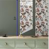Ambesonne Floral Peel & Stick Wallpaper for Home, Christmas Traditional Flower Poinsettia Arrangement with Pinecones Print, Self-Adhesive Living Room Kitchen Accent, 13″ x 36″, Dark Coral Green Cocoa(Pale Eggshell Vermilion)