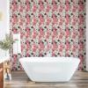 Ambesonne Floral Peel & Stick Wallpaper for Home, Christmas Traditional Flower Poinsettia Arrangement with Pinecones Print, Self-Adhesive Living Room Kitchen Accent, 13″ x 36″, Dark Coral Green Cocoa(Dark Cocoa Beige Coral)