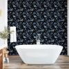 Ambesonne Floral Peel & Stick Wallpaper for Home, Christmas Traditional Flower Poinsettia Arrangement with Pinecones Print, Self-Adhesive Living Room Kitchen Accent, 13″ x 36″, Dark Coral Green Cocoa(Dark Teal Dimgray and Black)