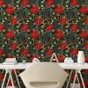 Ambesonne Floral Peel & Stick Wallpaper for Home, Christmas Traditional Flower Poinsettia Arrangement with Pinecones Print, Self-Adhesive Living Room Kitchen Accent, 13″ x 36″, Dark Coral Green Cocoa(Dark Coral Green Cocoa)