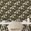 Ambesonne Floral Peel & Stick Wallpaper for Home, Christmas Traditional Flower Poinsettia Arrangement with Pinecones Print, Self-Adhesive Living Room Kitchen Accent, 13″ x 36″, Dark Coral Green Cocoa(Dark Mustard Dark Brown)