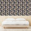 Ambesonne Floral Peel & Stick Wallpaper for Home, Christmas Traditional Flower Poinsettia Arrangement with Pinecones Print, Self-Adhesive Living Room Kitchen Accent, 13″ x 36″, Dark Coral Green Cocoa(Dark Night Blue Tan Amber)