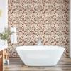 Ambesonne Floral Peel & Stick Wallpaper for Home, Christmas Traditional Flower Poinsettia Arrangement with Pinecones Print, Self-Adhesive Living Room Kitchen Accent, 13″ x 36″, Dark Coral Green Cocoa(Pale Sepia Umber Ruby)