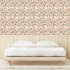 Ambesonne Floral Peel & Stick Wallpaper for Home, Christmas Traditional Flower Poinsettia Arrangement with Pinecones Print, Self-Adhesive Living Room Kitchen Accent, 13″ x 36″, Dark Coral Green Cocoa(Pale Sepia Umber Ruby)