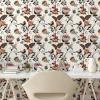 Ambesonne Floral Peel & Stick Wallpaper for Home, Christmas Traditional Flower Poinsettia Arrangement with Pinecones Print, Self-Adhesive Living Room Kitchen Accent, 13″ x 36″, Dark Coral Green Cocoa(Pale Eggshell Vermilion)