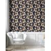 Ambesonne Floral Peel & Stick Wallpaper for Home, Christmas Traditional Flower Poinsettia Arrangement with Pinecones Print, Self-Adhesive Living Room Kitchen Accent, 13″ x 36″, Dark Coral Green Cocoa(Dark Night Blue Tan Amber)