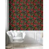 Ambesonne Floral Peel & Stick Wallpaper for Home, Christmas Traditional Flower Poinsettia Arrangement with Pinecones Print, Self-Adhesive Living Room Kitchen Accent, 13″ x 36″, Dark Coral Green Cocoa(Dark Coral Green Cocoa)
